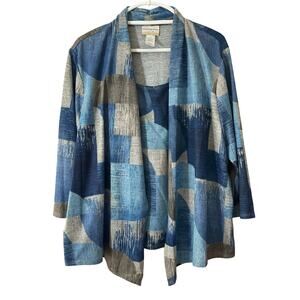 Vintage Alfred Dunner 3/4 Sleeve 1X Color Block Retro Top Layer Look